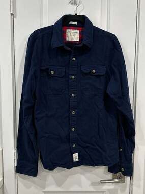 Abercrombie & Fitch Muscle Fit Navy Blue Flannel Shirt Size L